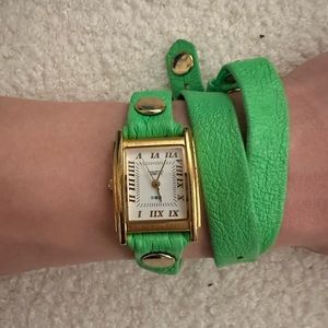 La Mer green wrap watch